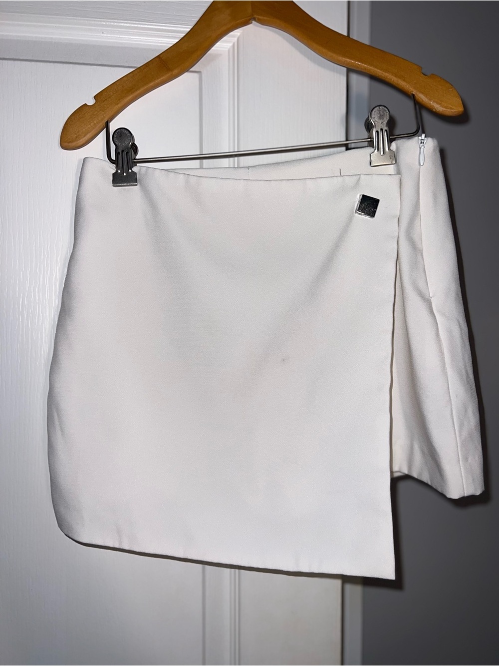 Zara White Wrap-Style Mini Skort